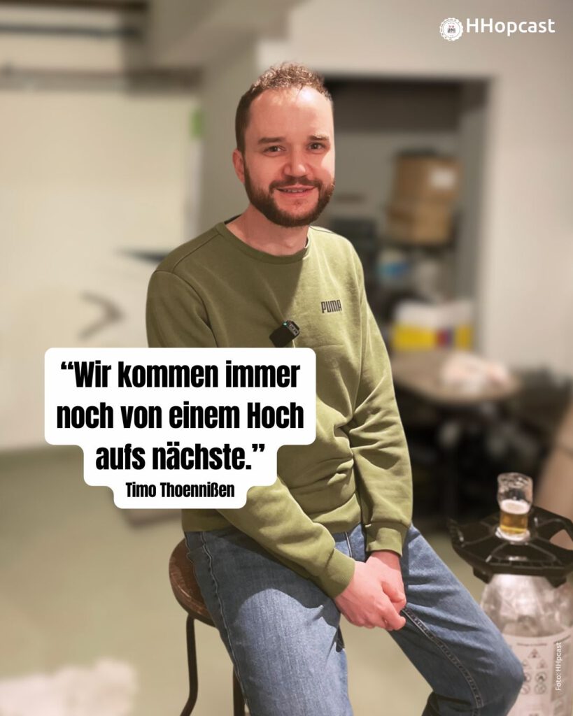 Timo Thoennißen, Strassenbraeu Berlin, Porträtfoto mit Zitat "Wir kommen immer noch von einem Hoch aufs nächste."